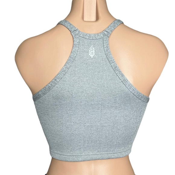 Free People Happiness Runs Tank with Logos Heather Gray NWOT - Picture 3 of 3